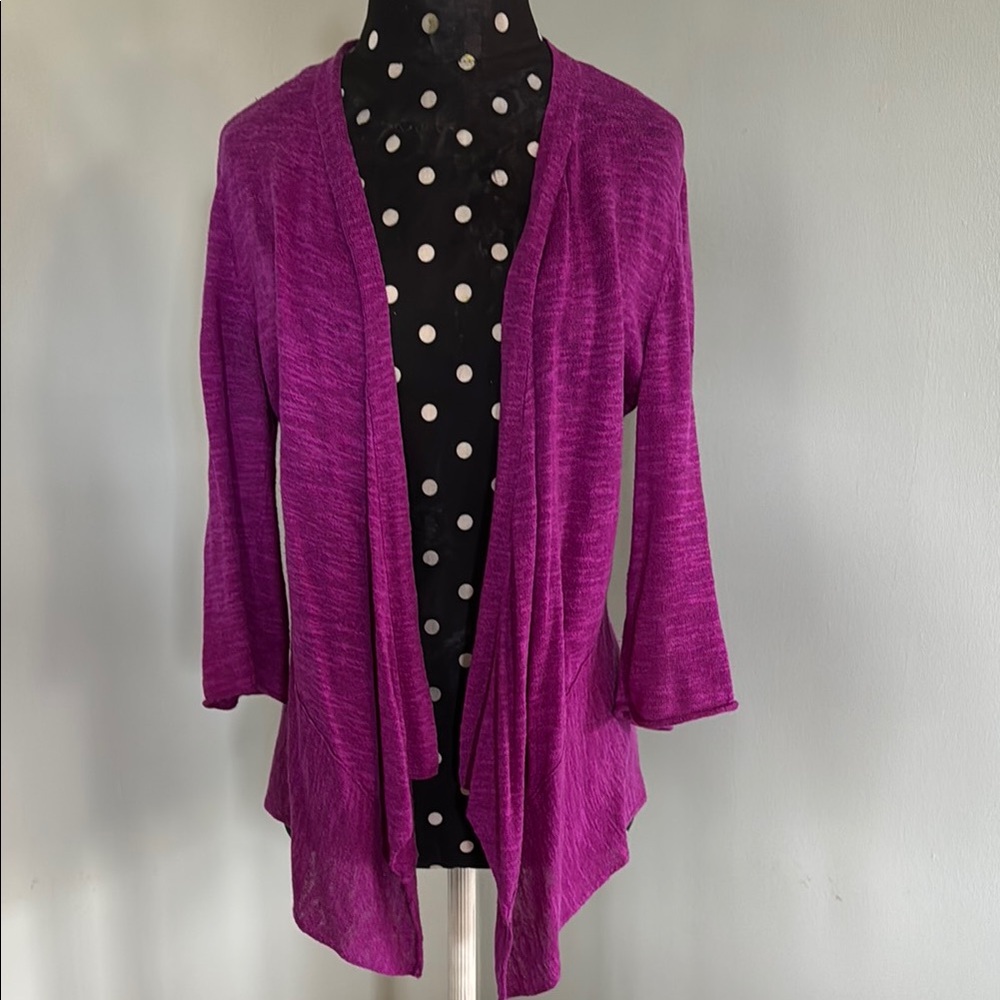 Women's Fuchsia Open-Front Sweater